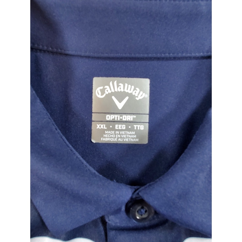 Callaway Opti-Dri Golf Polo Shirt Mens XXL Tall Navy Multi Stripe Performance - Picture 4 of 6